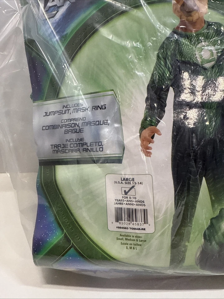 Disfraz para niños Linterna Verde Tomar-Niños Talla Grande 12-14 Disfraz Completo NUEVO Foto 3 de 4