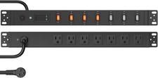7 Outlet PDU Power Strip with Digital Display, 1U, Black, 6FT, 1