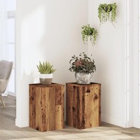 PflanzenstäNder 2 Stk. Altholz-Optik 30X30X50 Cm Holzwerkstoff