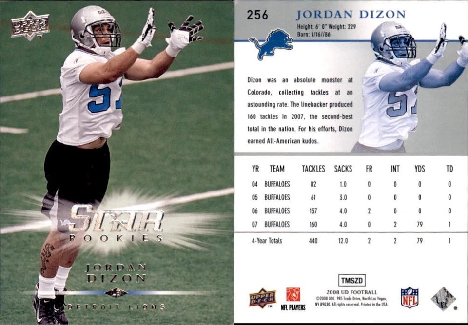 2008 Upper Deck-Football-NFL-#253-300-Stars-Rookies-You Pick-Buy Volume-2328 - Image 3 of 4