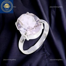 Pink Amethyst Gemstone Handmade Boho Statement Ring Jewelry Size 9.75 925 Silver