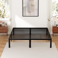 Heavy Duty Queen Size Metal Bed Frame, Mattress Foundation with Steel Slat Su...