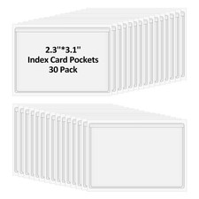 30 Pcs Self-Adhesive Index Card Holders Business Card Pockets Clear Plastic L...