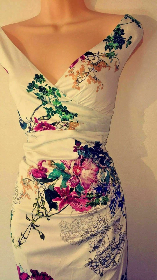 Phase Eight Marianne White Stretch Cotton Floral Wedding Occasion Dress Sz 16 - Image 4 of 4