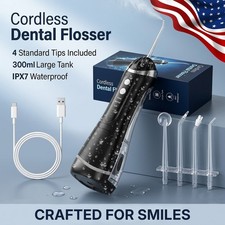 Cordless Rechargeable Water Dental Flosser Oral Irrigator with 3 Modes, 300mL