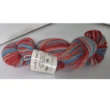 Heavenly Hand Yarn Alpaca Silk 200yd 2ply Variegated Red Blue Tan Made in USA