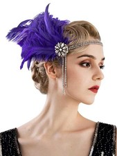 1920s Women Flapper Headpiece Accessories Gatsby Feather Headband Rhinestone