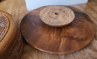LAZY SUSAN TABLE w/COVER   CARVED KOA? WOOD  m i PHILIPPINES? — photo 6