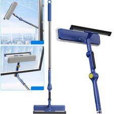 Window Squeegee Cleaner Tool w/Long Handle 2-in-1 Window Cleaning Kit for Home