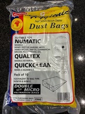 Numatic Henry Vacum Bags ... Pack Of 10 .... High Filtration ..... QUALTEX ....