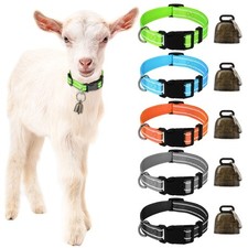 GINDOOR 5 Pack Reflective Goat Collars with Bells, Cow Horse Sheep Grazing Co...