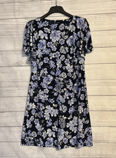 Tommy Hilfiger Women's Blue Floral Pullover Dress 14 Navy Stretch