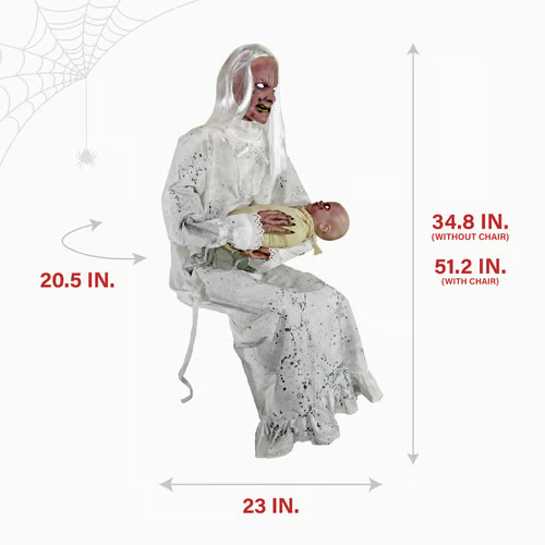 Halloween Animatronic Tekky Toys 2.9Ft Gravely Gruesome Granny Prop Motion/Sound