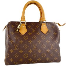 Louis Vuitton Monogram Speedy 25 Leather Fabric Brown Handbag 4323