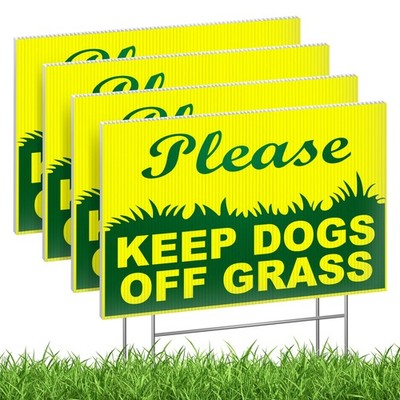 Keep Dogs off Grass Signs for Yard, 4 Pack Please Curb Your Pet, No Pooping No P