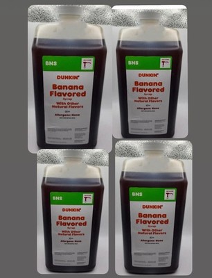 4 BRAND NEW DUNKIN DONUTS - BANANA SYRUP 64 OZ JUG W 2 PUMPS INCLUDED Free Ship