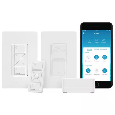 Caseta Smart Lighting Dimmer Switch and Pico Wall-Mounting Starter Kit with Smar