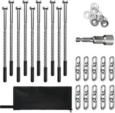 15 Pack Screw in Tent Stakes Heavy Duty,8    Ground Anchors Screw In,Metal Stake