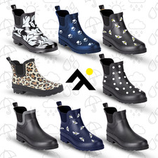 Ladies Wide Short Wellies Boots Rubber Waterproof Twin Gusset Gardening Shoes