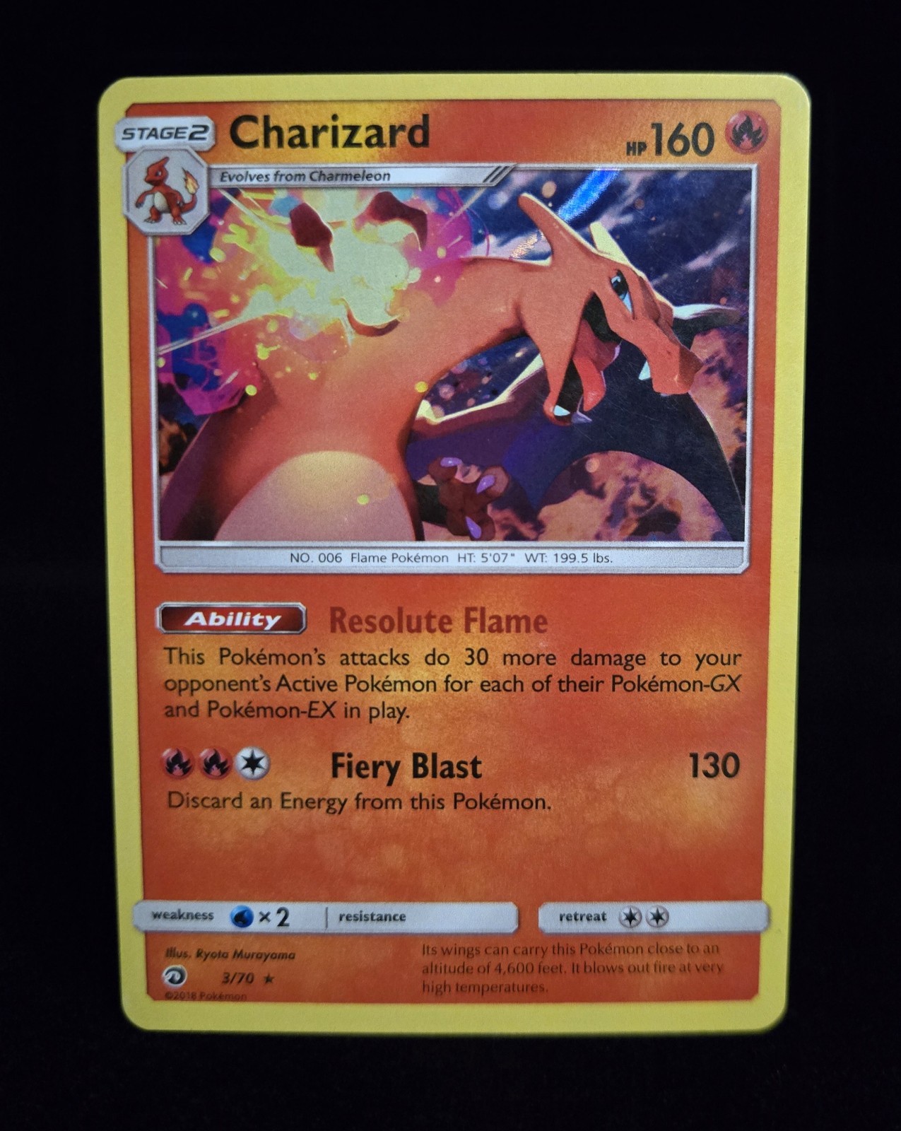 Pokémon TCG - CHARIZARD - 3/70 - HOLO - RARE - SM: DRAGON MAJESTY (2018) - MP