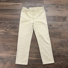 Vintage Lands End Square Rigger Tan Jeans Regular Fit Men’s 37x30 Made In USA