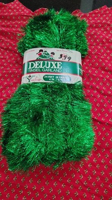 Vintage Deluxe green tinsel garland 24ft by young craft new Christmas