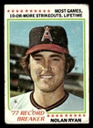 1978 Topps Baseball Card #6 Nolan Ryan Record Breaker