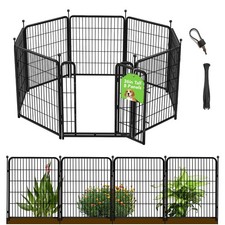 36 in H Garden Fence With Gate, Wide Gate Low Threshold, 8 Panels Total 17.7...