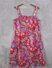 Talbots Red Fantastic Paisley Print Smocked Fit & Flare Midi Dress Size 20W