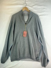 Tommy Bahama 1/4 Zip Pullover Reversible Sweater Mens Large Blue Gray Mock Neck
