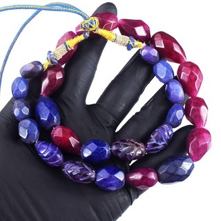 Excellent Faceted Ruby & Sapphire 550.00 Cts Beaded Jewelery Necklace RK 16 E793