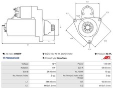 AS-PL S9937P Starter Anlasser 1,9kW für JAGUAR XE (X760) 12V