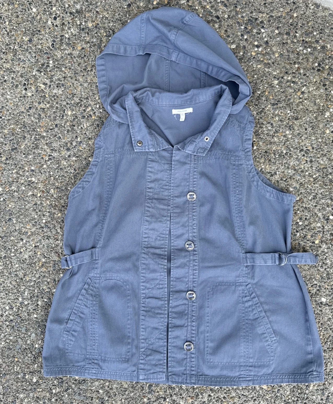 VETEMENTS Giacca giubbotto utility donna senza maniche Maurices taglia L blu con bottoni stile cappuccio