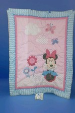 Disney Baby Minnie Mouse Pink  Blue Reversible Quilted Crib Comforter Blanket