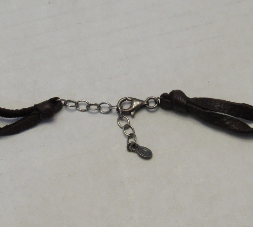 Vtg PEYOTE BIRD Signed Sterling Leather 2 Strand Pearl Necklace Boho Chic Money - Image 3 of 4