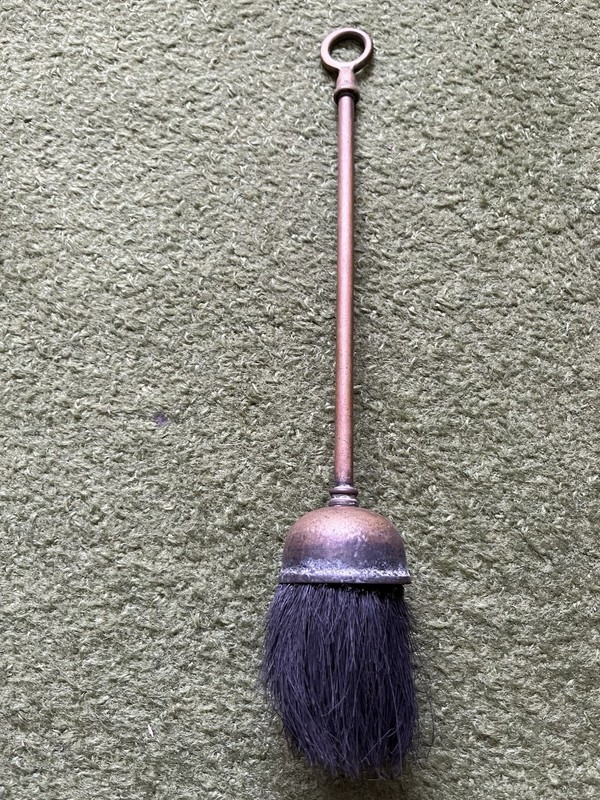 Vintage MCM  Brass Fireplace Broom Brush 13” Long