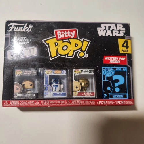 Funko Bitty Pop Star Wars 4 Pack - Leia, C3PO, R2D2, Mystery? - Factory Sealed