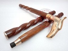 Eagle Head Vintage Style Brass Handle Victorian Wooden Walking Stick Cane Spiral