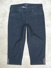 NYDJ High Rise Crop Capri Jeans USA Sz 4 P Dark Blue w Stretch Lift-Tuck EUR 34