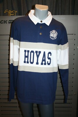 Mitchell und Ness Rugby Polo Shirt GEORGETOWN UNIVERSITY HOYAS blau neu NCAA