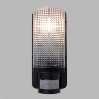 MiniSun Griffin Ip44 Black Motion Sensor PIR Bulkhead Wall Light 