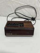 Vintage SPARTUS Woodgrain His & Hers Red Dual Digital Alarm Clock Retro 1148