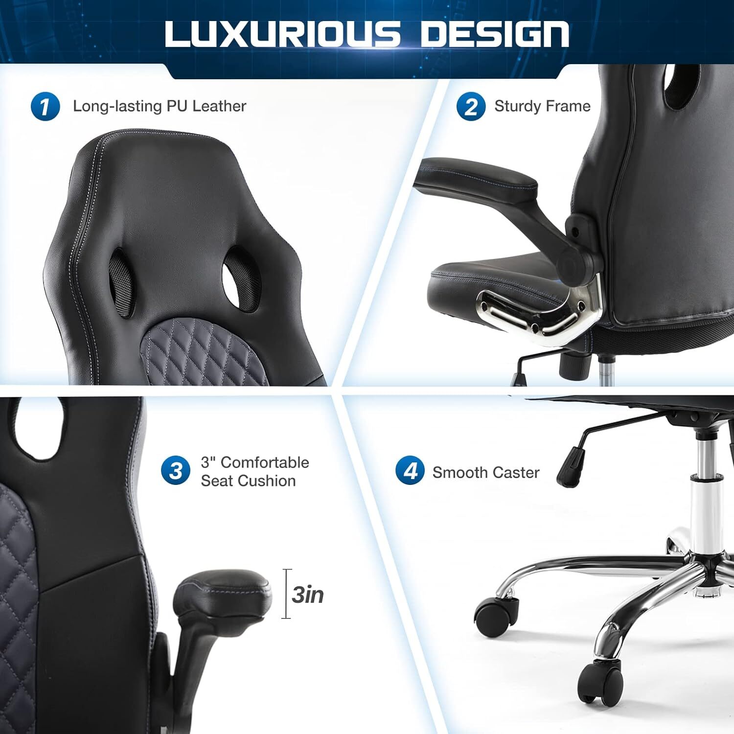 PU Leather Executive Swivel Computer Desk and ChairGaming Office Chair