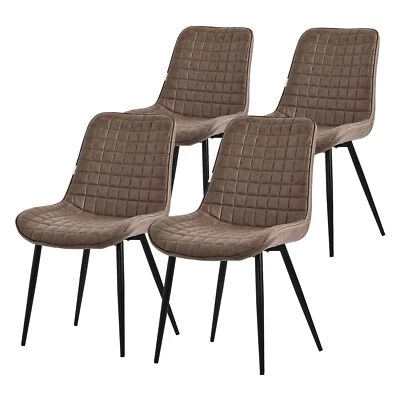 Lot de 4 chaises de salle à manger cuisine salon rembourrées en simili PU marron - Photo 1/4
