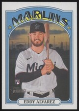 2021 TOPPS HERITAGE HIGH NUMBER #528 EDDY ALVAREZ QTY AVAILABLE MARLINS RC