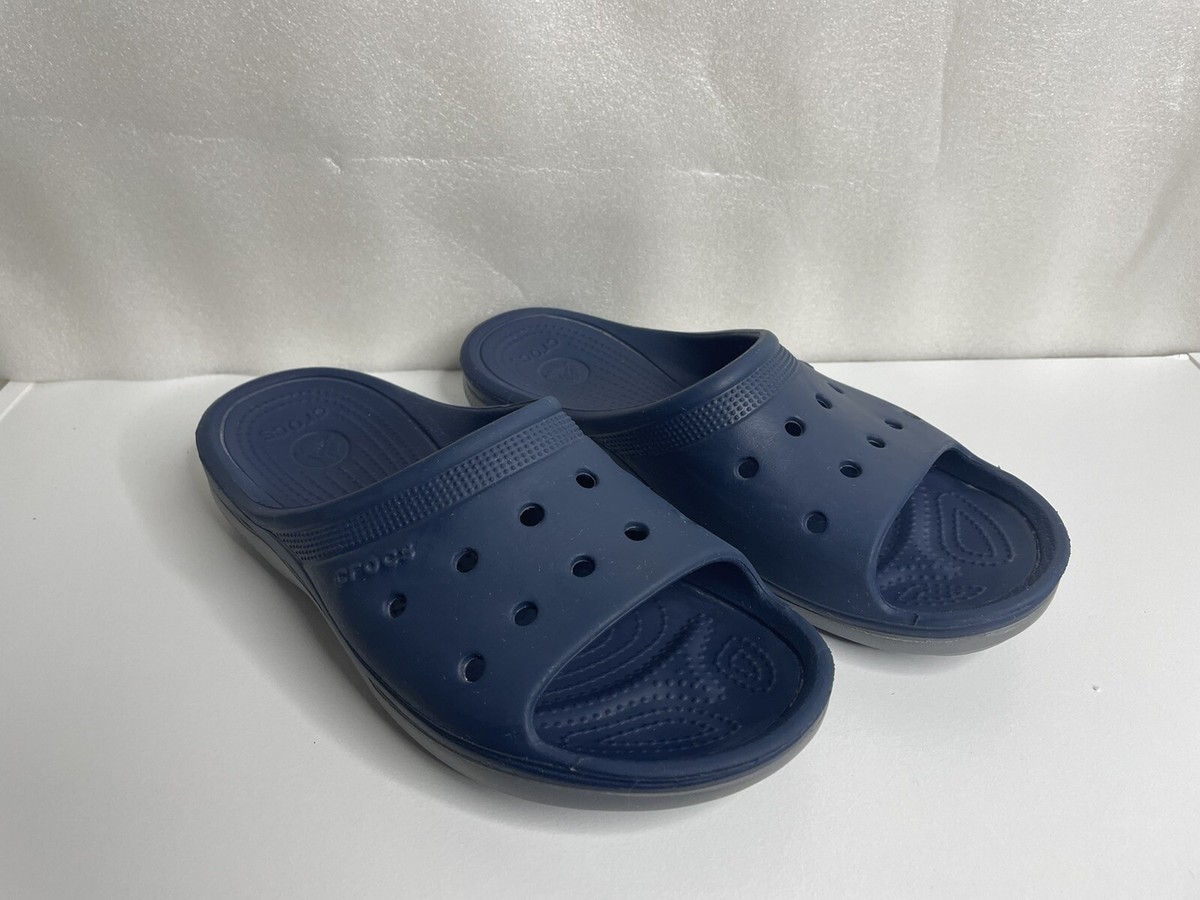 Crocs Unisex Adults Duet Slides Scutes Navy Smoke Slip On Shoes