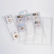 Lot of 12 Clear Certified Graded Coin Slab Album Pages PCGS NGC Lighthouse ENCAP