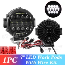 7"inch LED Work Light Bar 120W Round Driving Fog Lamp Spot DRL Offroad w/Wire