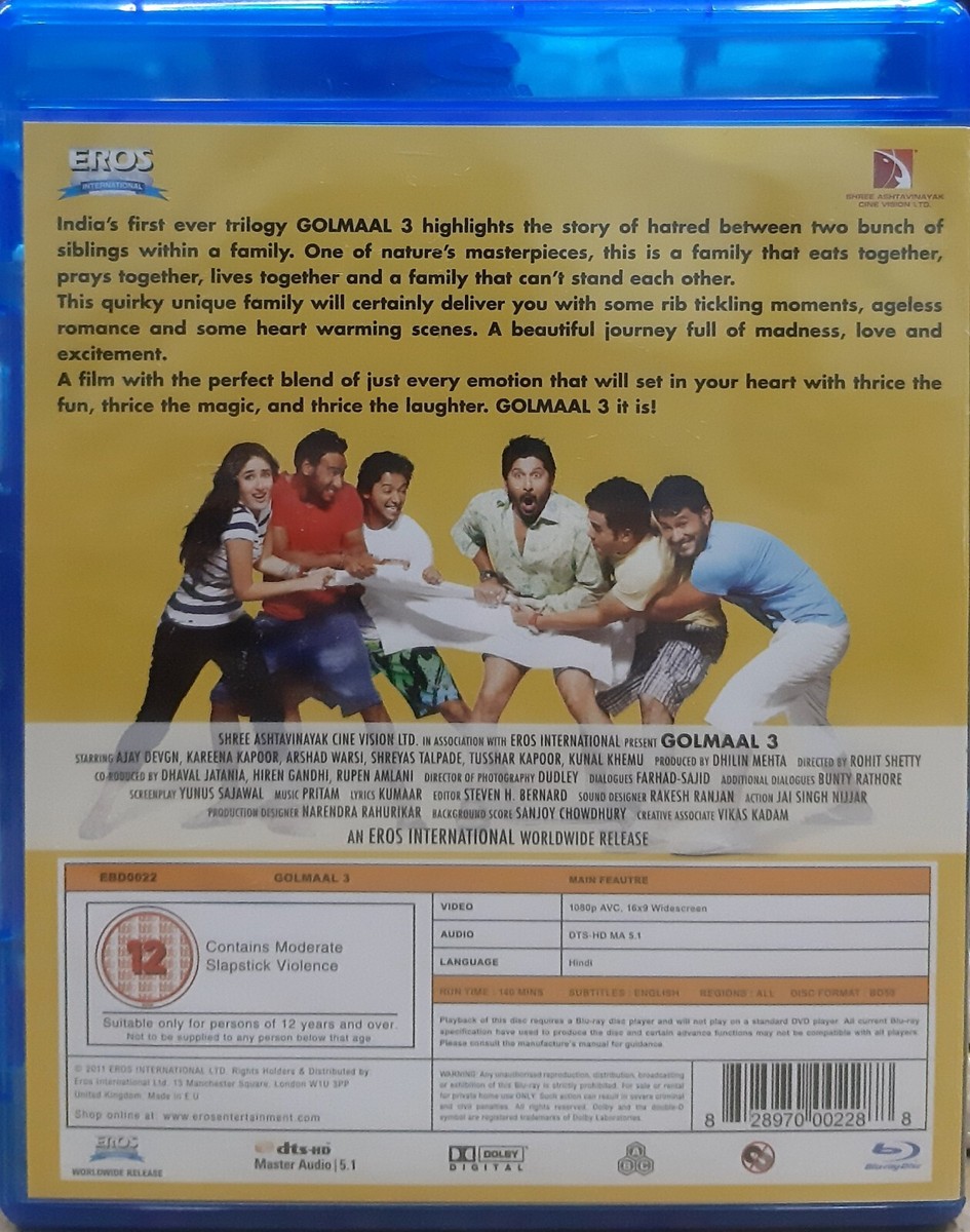 Golmaal Ajay Devgn, Kareena Kap Bollywood Hindi Movie Blu