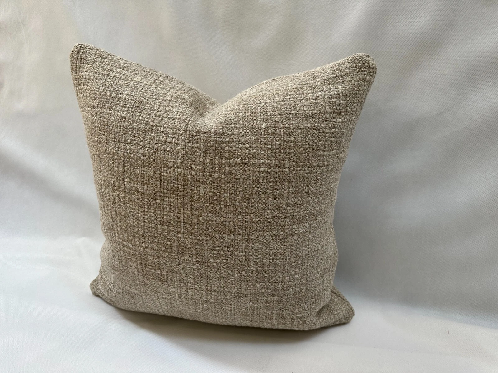 Neutral Brown Textured Woven Fabric Throw Pillow Cover  18" x 18"